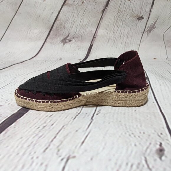 Free People SEVILLE Espadrilles Maroon Black Tan 37 NEW - Picture 3 of 11